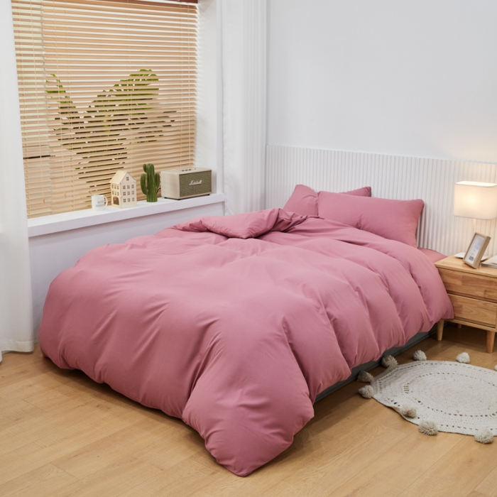 91家纺网 家纺一手货源 找家纺 乐居坊 2023新款纯色忆丝棉四件套 香菲-豆沙