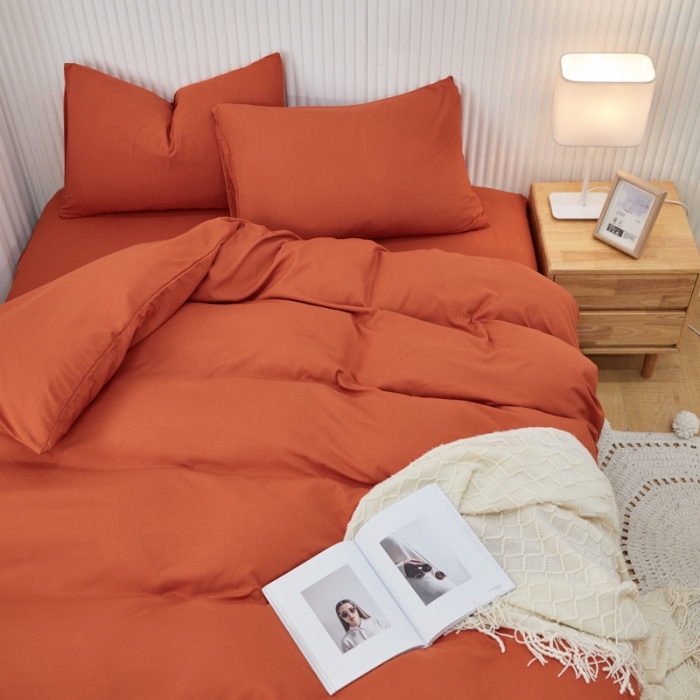 91家纺网 家纺一手货源 找家纺 乐居坊 2023新款纯色忆丝棉四件套 香菲-金瓜黄