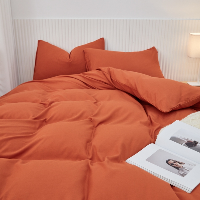 91家纺网 家纺一手货源 找家纺 乐居坊 2023新款纯色忆丝棉四件套 香菲-金瓜黄