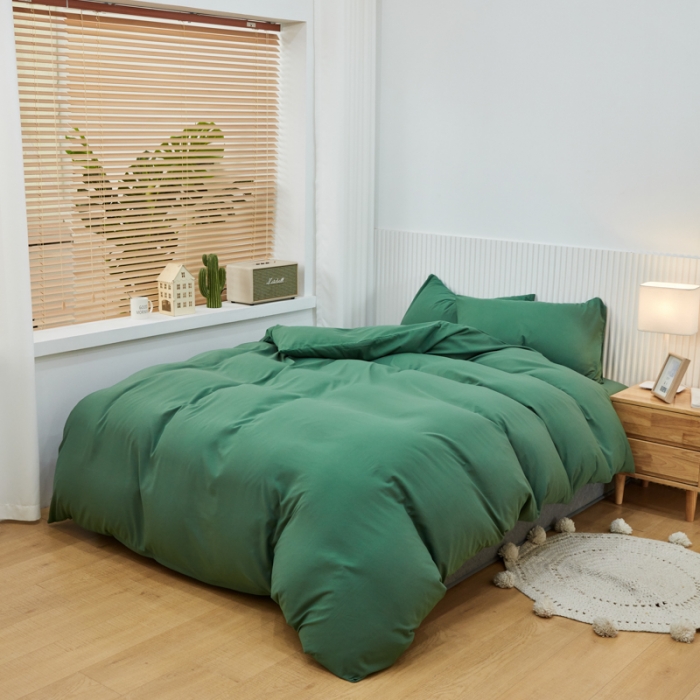 91家纺网 家纺一手货源 找家纺 乐居坊 2023新款纯色忆丝棉四件套 香菲-军绿