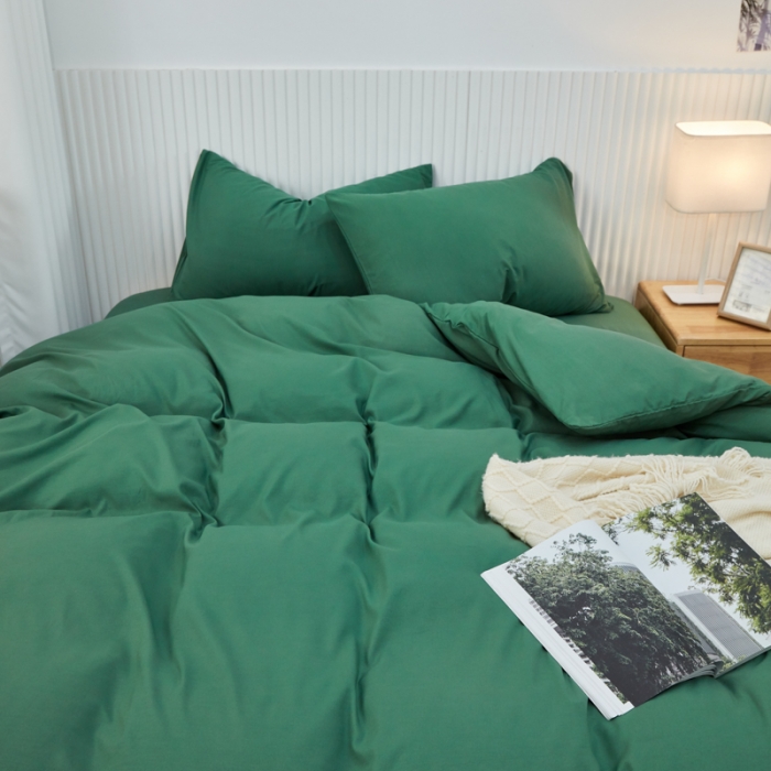 91家纺网 家纺一手货源 找家纺 乐居坊 2023新款纯色忆丝棉四件套 香菲-军绿