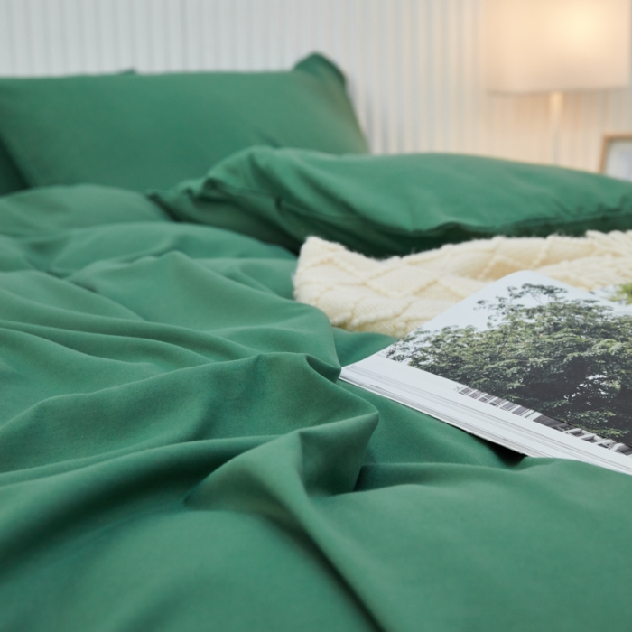 91家纺网 家纺一手货源 找家纺 乐居坊 2023新款纯色忆丝棉四件套 香菲-军绿