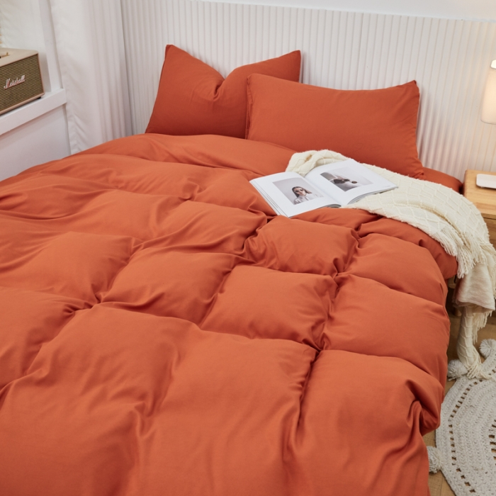 91家纺网 家纺一手货源 找家纺 乐居坊 2023新款纯色忆丝棉四件套 香菲-金瓜黄