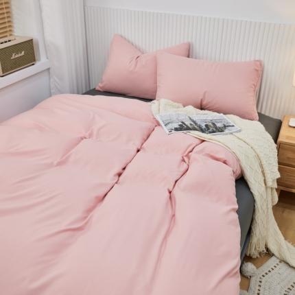 乐居坊 2023新款纯色忆丝棉四件套 香菲-粉玉＋灰