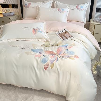 91家纺网 家纺一手货源 找家纺 （总）涵宸 2022新款提花刺绣四件套 花花世界