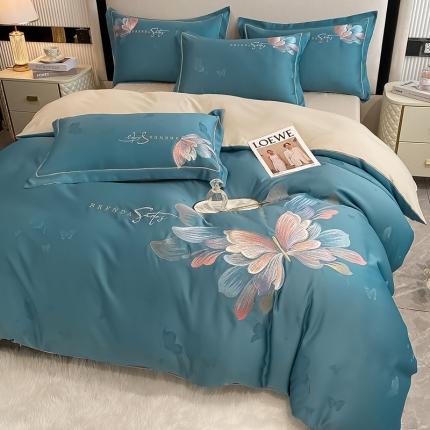 91家纺网 家纺一手货源 找家纺 （总）涵宸 2022新款提花刺绣四件套 花花世界