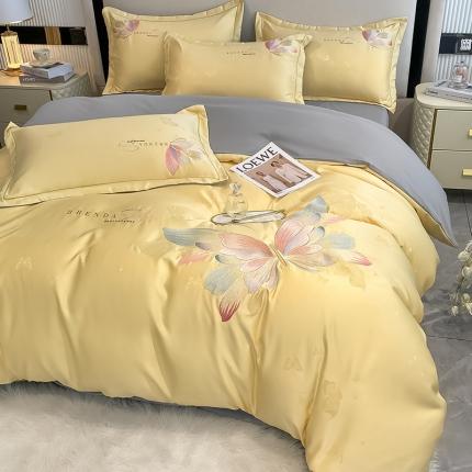 91家纺网 家纺一手货源 找家纺 （总）涵宸 2022新款提花刺绣四件套 花花世界