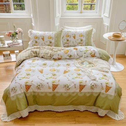 91家纺网 家纺一手货源 找家纺 （总）圆岛 2022新款全棉大版数码印花森系四件套