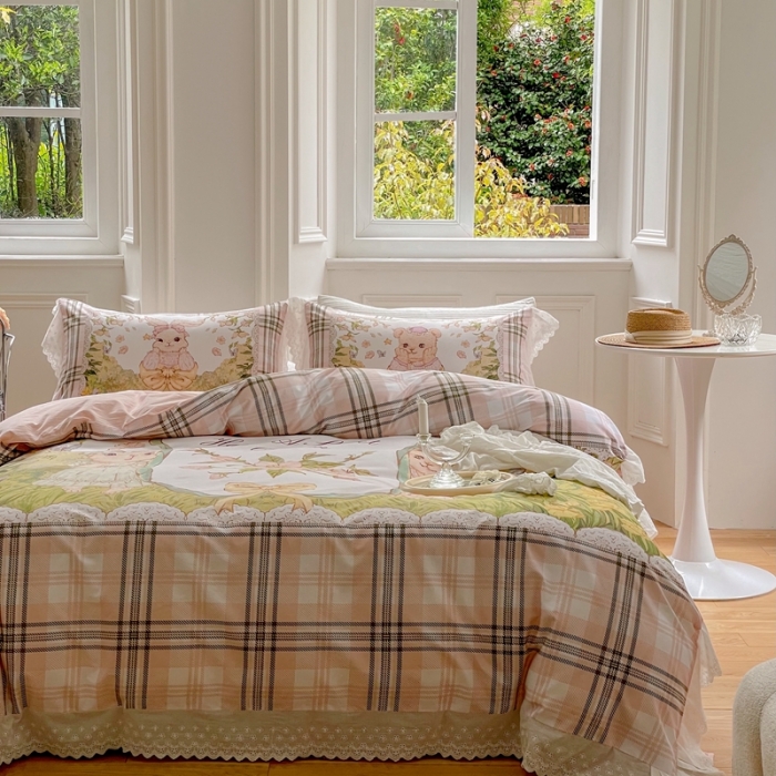 91家纺网 家纺一手货源 找家纺 （总）圆岛 2022新款全棉大版数码印花森系四件套