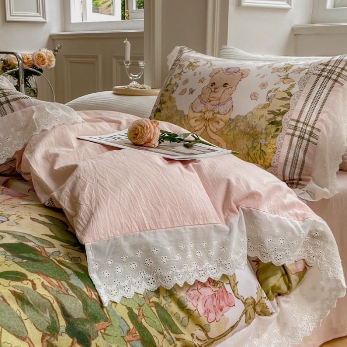 91家纺网 家纺一手货源 找家纺 （总）圆岛 2022新款全棉大版数码印花森系四件套