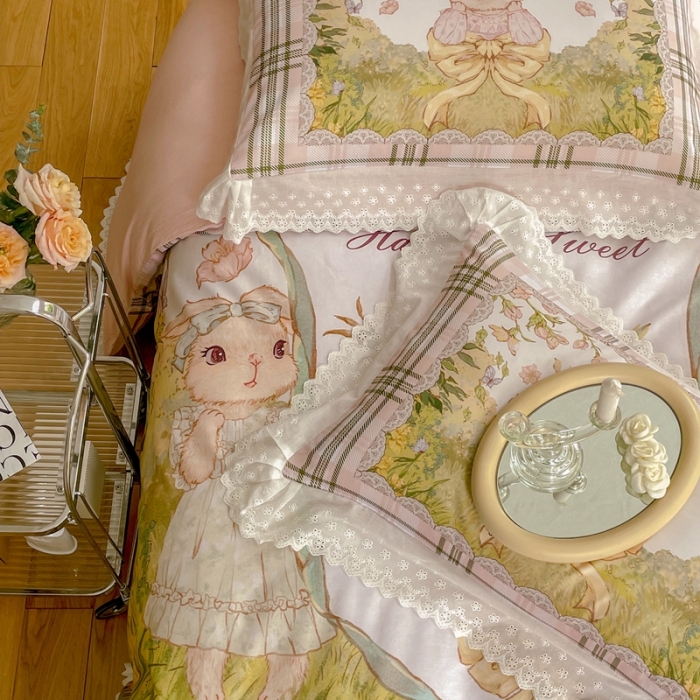 91家纺网 家纺一手货源 找家纺 （总）圆岛 2022新款全棉大版数码印花森系四件套