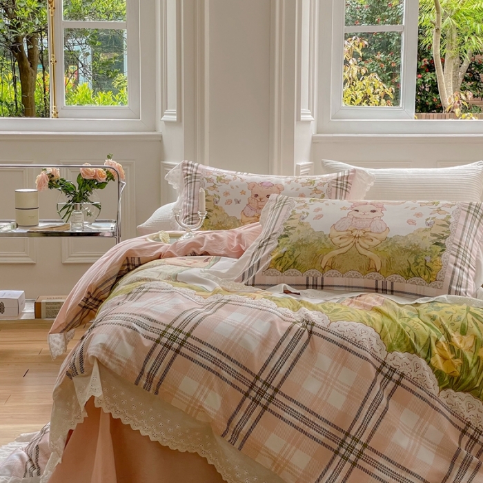 91家纺网 家纺一手货源 找家纺 圆岛 2022新款全棉大版数码印花森系四件套 仙境森林