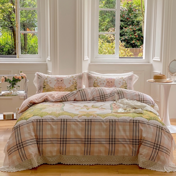 91家纺网 家纺一手货源 找家纺 圆岛 2022新款全棉大版数码印花森系四件套 仙境森林