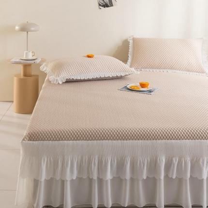 91家纺网 家纺一手货源 找家纺 仟网汇 2022新款凉感冰豆豆凉席三件套 卡其