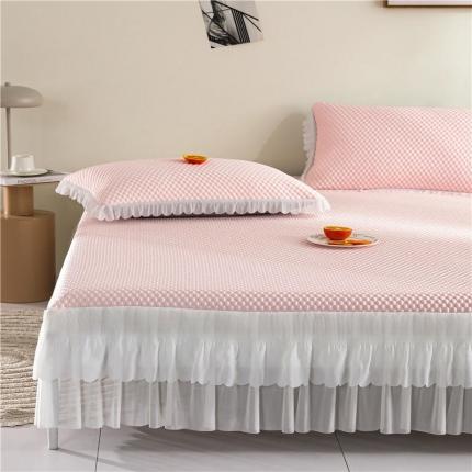 91家纺网 家纺一手货源 找家纺 仟网汇 2022新款凉感冰豆豆凉席三件套 樱花粉