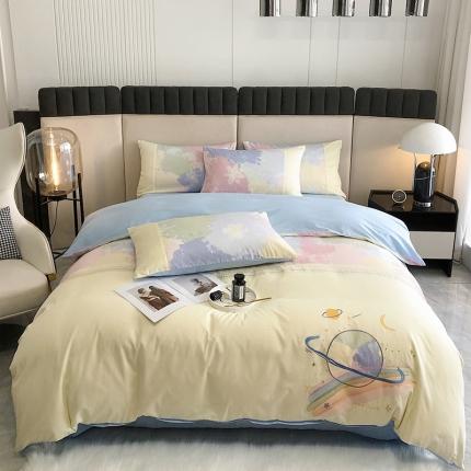 澳梵 2022新款时尚轻奢全棉刺绣贴布绣四件套 幻彩星球