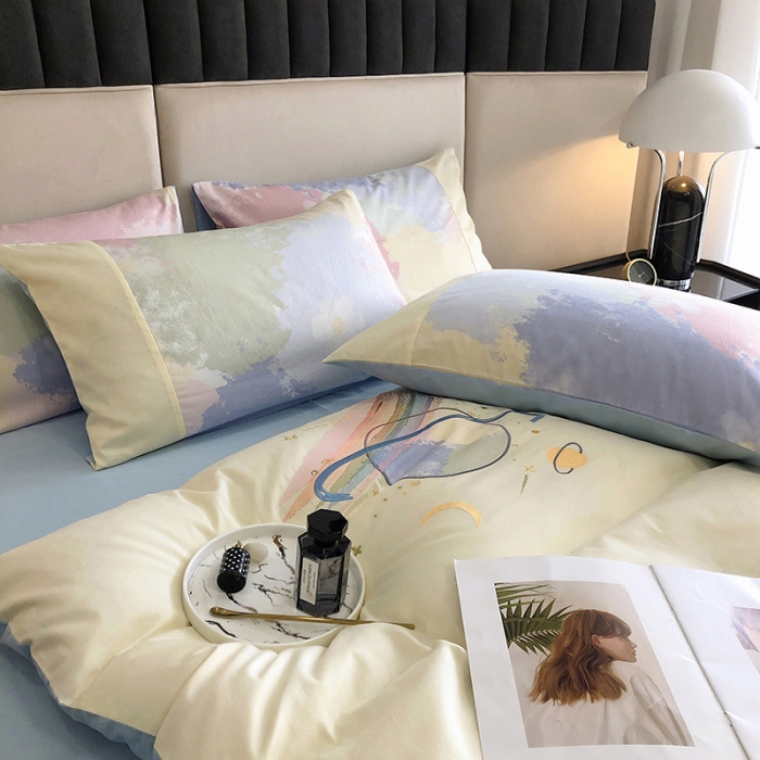 91家纺网 家纺一手货源 找家纺 澳梵 2022新款时尚轻奢全棉刺绣贴布绣四件套 幻彩星球