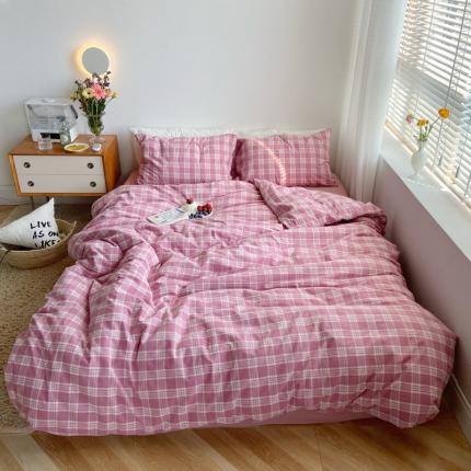 91家纺网 家纺一手货源 找家纺 尚品本色 2023新款全棉水洗棉四件套姜紫格