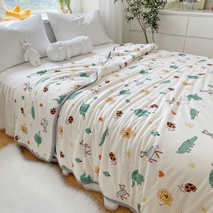 91家纺网 家纺一手货源 找家纺 千朵 2022新款全棉13372大豆夏被 动物乐园