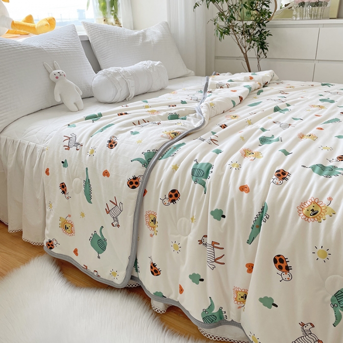 91家纺网 家纺一手货源 找家纺 千朵 2022新款全棉13372大豆夏被 动物乐园