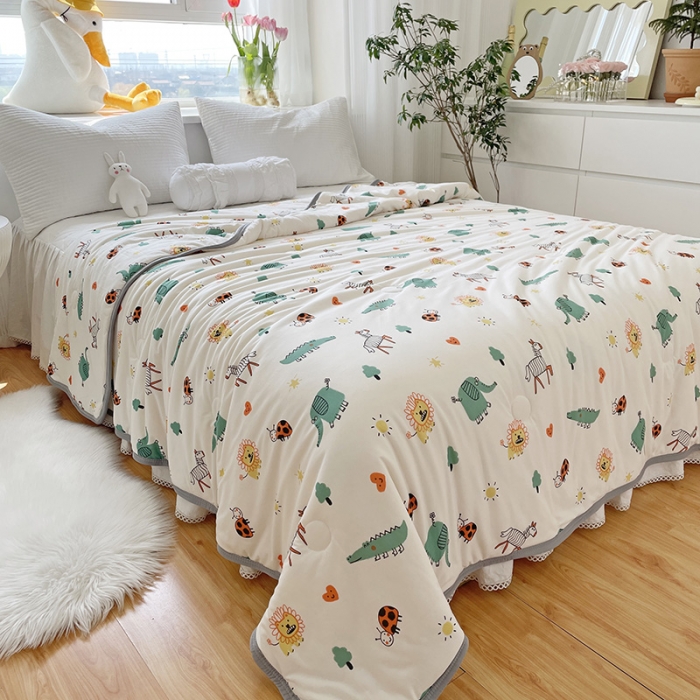 91家纺网 家纺一手货源 找家纺 千朵 2022新款全棉13372大豆夏被 动物乐园