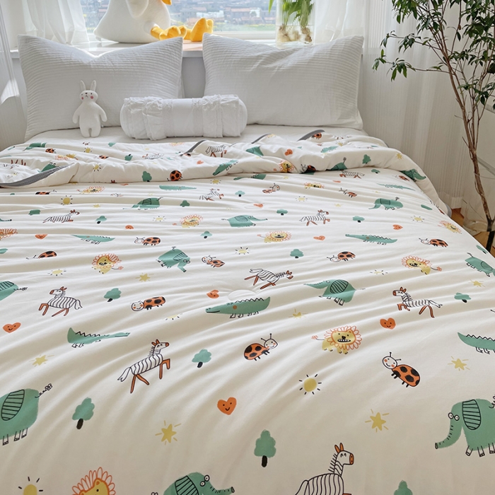 91家纺网 家纺一手货源 找家纺 千朵 2022新款全棉13372大豆夏被 动物乐园