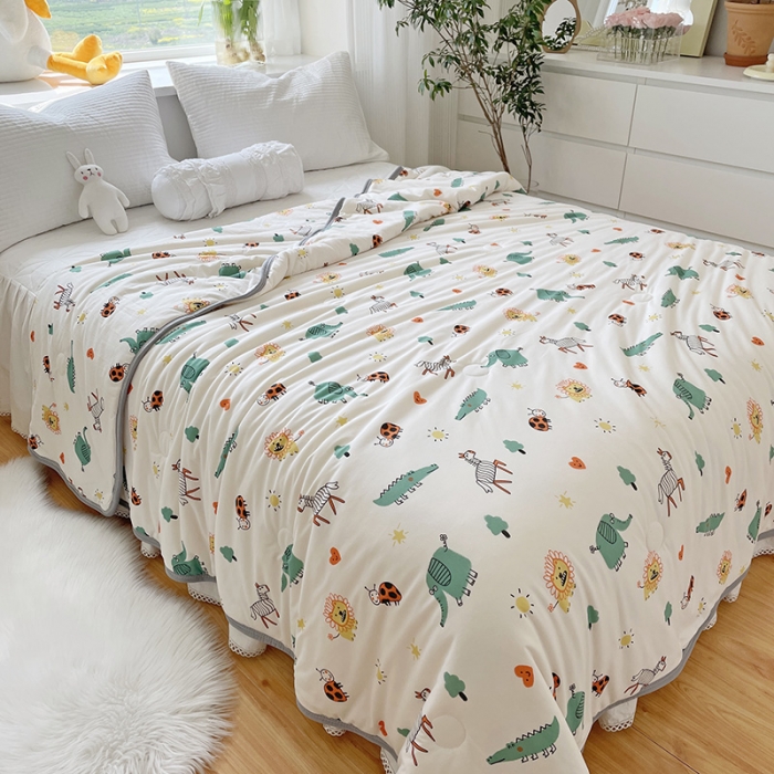 91家纺网 家纺一手货源 找家纺 千朵 2022新款全棉13372大豆夏被 动物乐园