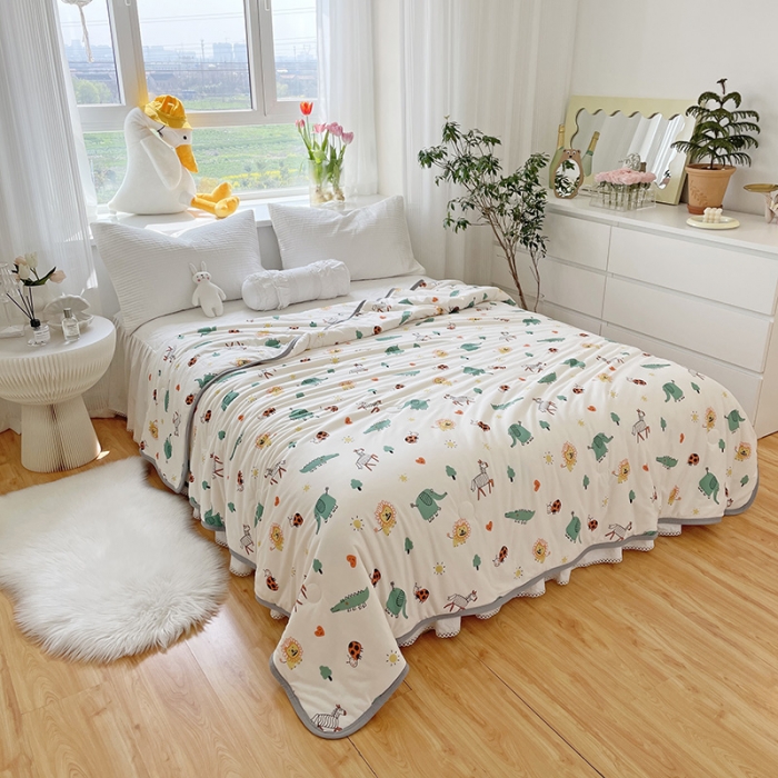 91家纺网 家纺一手货源 找家纺 千朵 2022新款全棉13372大豆夏被 动物乐园