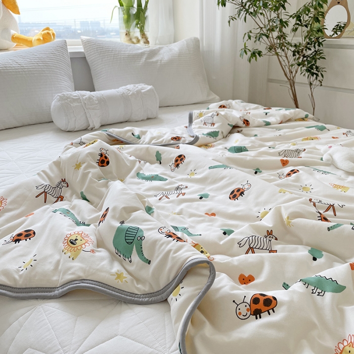 91家纺网 家纺一手货源 找家纺 千朵 2022新款全棉13372大豆夏被 动物乐园