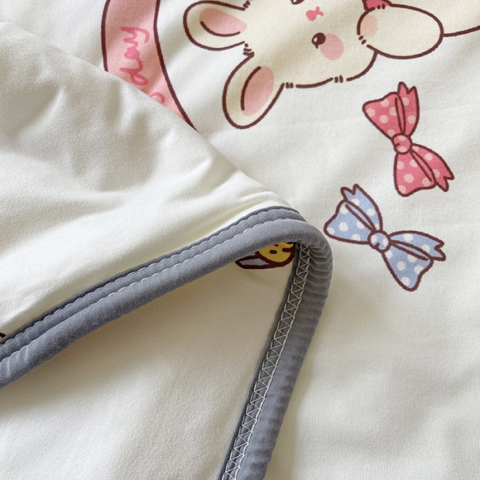 91家纺网 家纺一手货源 找家纺 千朵 2022新款全棉13372大豆夏被 粉红兔