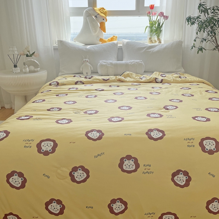 91家纺网 家纺一手货源 找家纺 千朵 2022新款全棉13372大豆夏被 萌狮