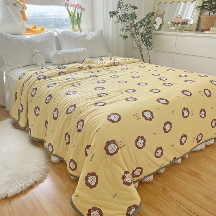 91家纺网 家纺一手货源 找家纺 千朵 2022新款全棉13372大豆夏被 萌狮