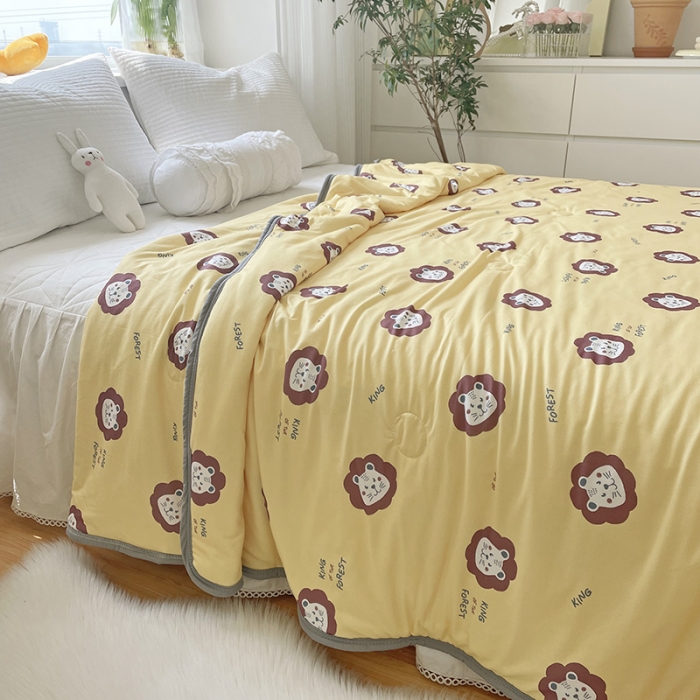 91家纺网 家纺一手货源 找家纺 千朵 2022新款全棉13372大豆夏被 萌狮