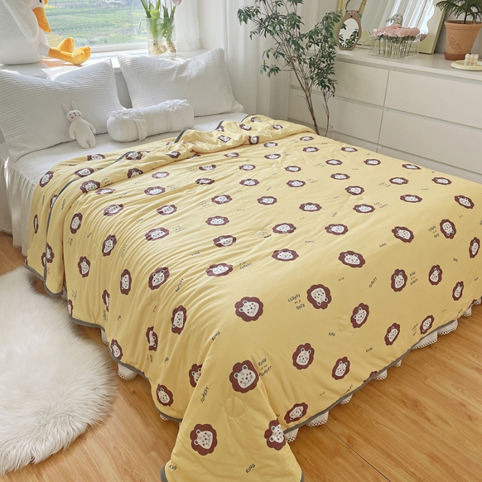 91家纺网 家纺一手货源 找家纺 千朵 2022新款全棉13372大豆夏被 萌狮