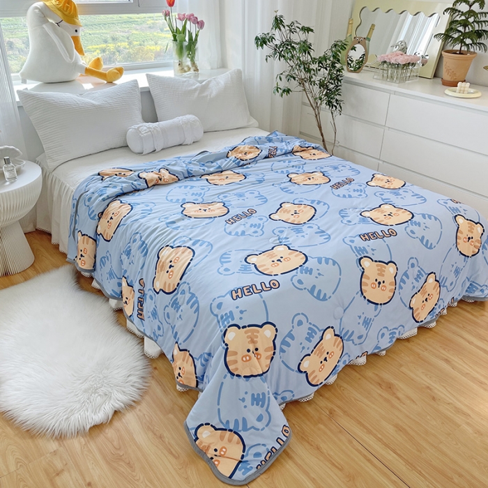 91家纺网 家纺一手货源 找家纺 千朵 2022新款全棉13372大豆夏被 调皮虎