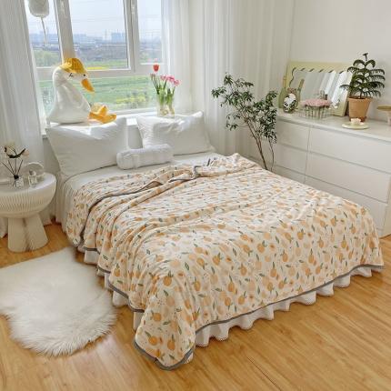 千朵 2022新款全棉13372大豆夏被 仙女橙