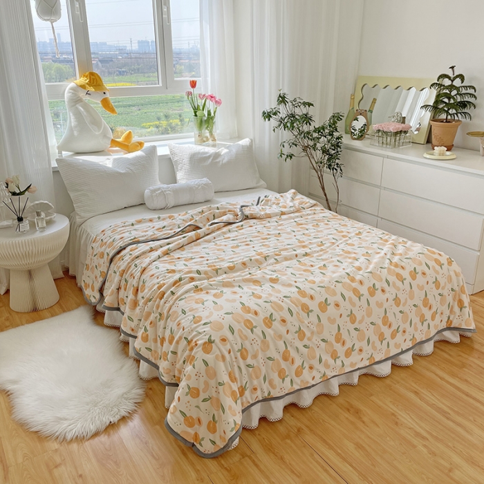 91家纺网 家纺一手货源 找家纺 千朵 2022新款全棉13372大豆夏被 仙女橙