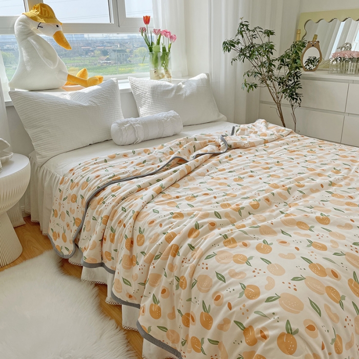 91家纺网 家纺一手货源 找家纺 千朵 2022新款全棉13372大豆夏被 仙女橙