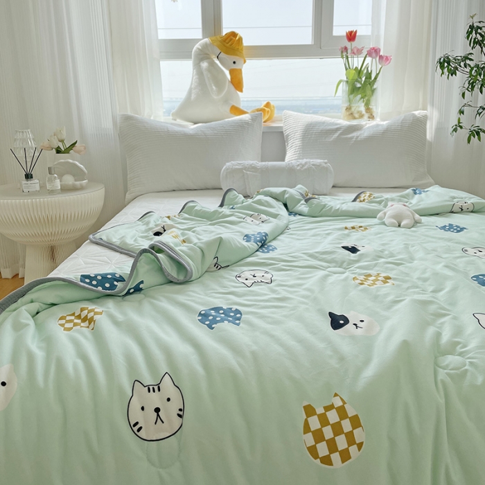 91家纺网 家纺一手货源 找家纺 千朵 2022新款全棉13372大豆夏被 小猫