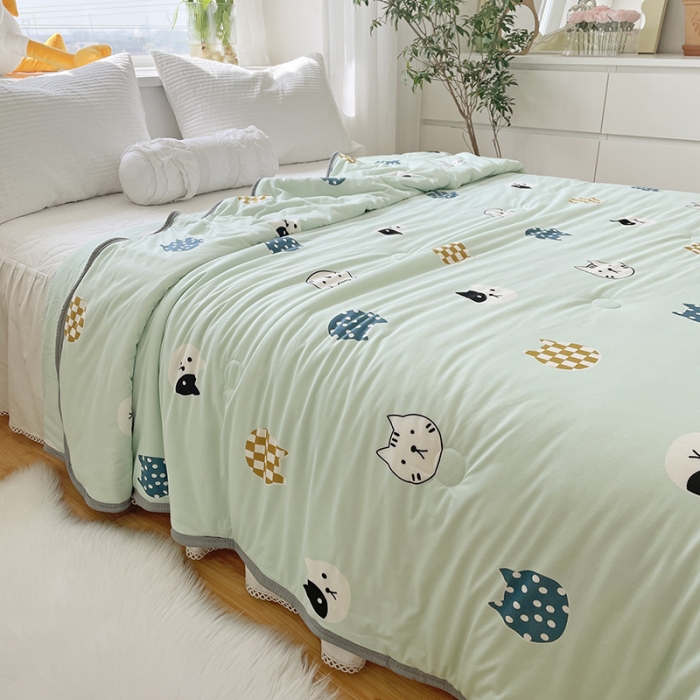 91家纺网 家纺一手货源 找家纺 千朵 2022新款全棉13372大豆夏被 小猫