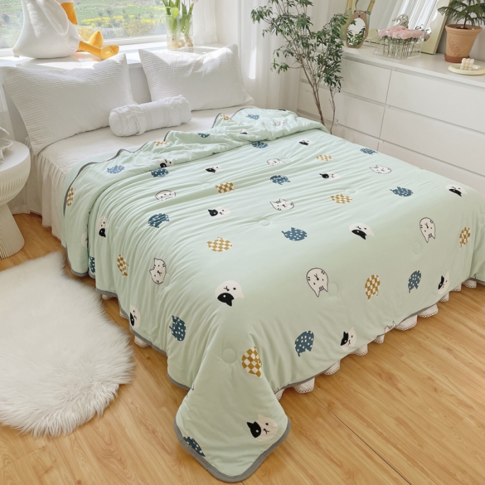 91家纺网 家纺一手货源 找家纺 千朵 2022新款全棉13372大豆夏被 小猫