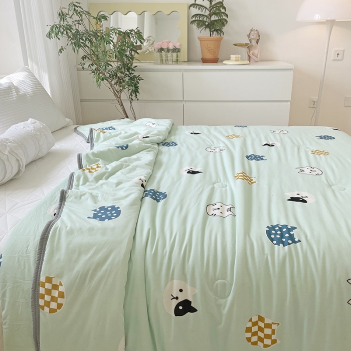 91家纺网 家纺一手货源 找家纺 千朵 2022新款全棉13372大豆夏被 小猫