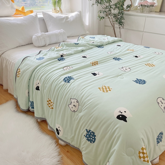 91家纺网 家纺一手货源 找家纺 千朵 2022新款全棉13372大豆夏被 小猫