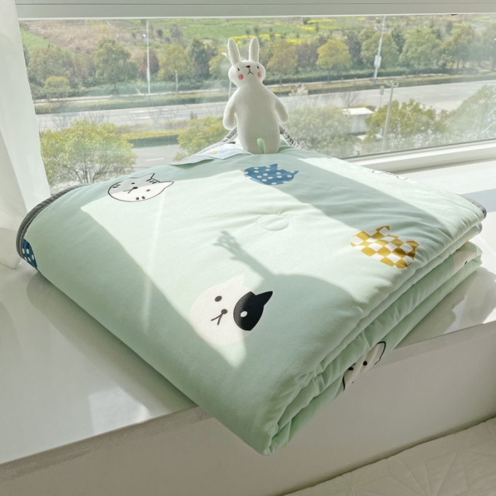 91家纺网 家纺一手货源 找家纺 千朵 2022新款全棉13372大豆夏被 小猫