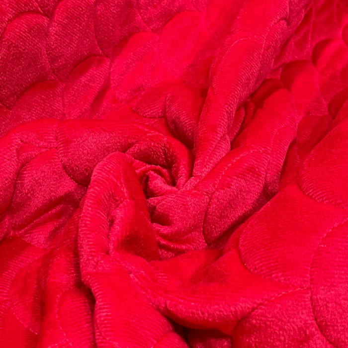 91家纺网 家纺一手货源 找家纺 畅销被业 2022网红款水晶绒绗缝床裙绗缝被套款四件套法莱绒 胭脂红