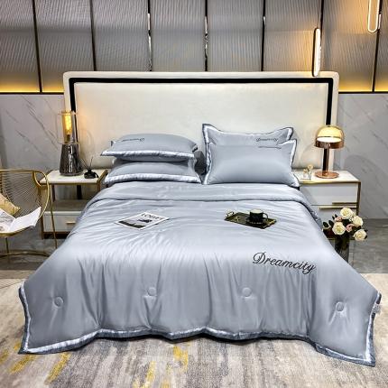 91家纺网 家纺一手货源 找家纺 (总) 丽卡家纺  2023新款水洗天丝刺绣夏被四件套-梦幻