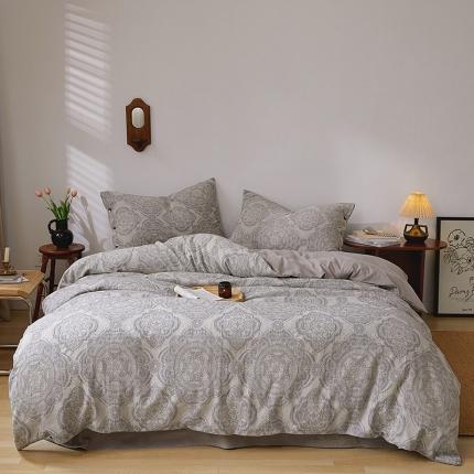 91家纺网 家纺一手货源 找家纺 简家居 2022新款欧尼系列色织大提花四件套 欧尼-灰