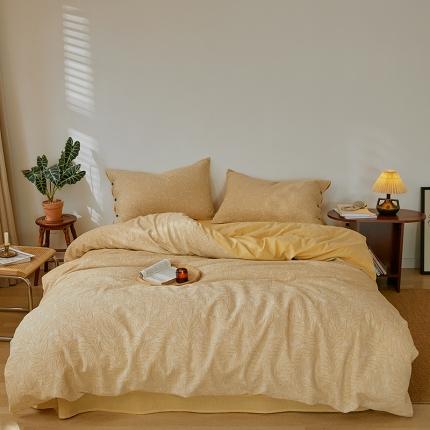 91家纺网 家纺一手货源 找家纺 简家居 2022新款清雅系列色织大提花四件套 清雅-黄