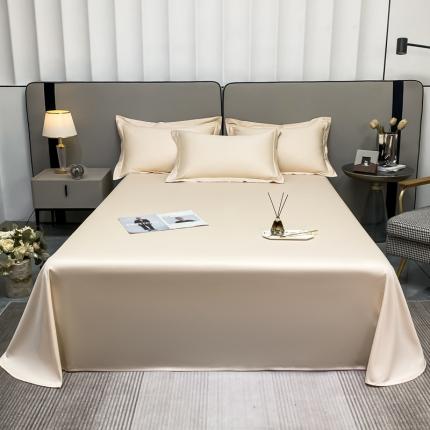 91家纺网 家纺一手货源 找家纺 秀色2025新款100支纯色双拼四件套长绒棉单床单莫奈奶昔白