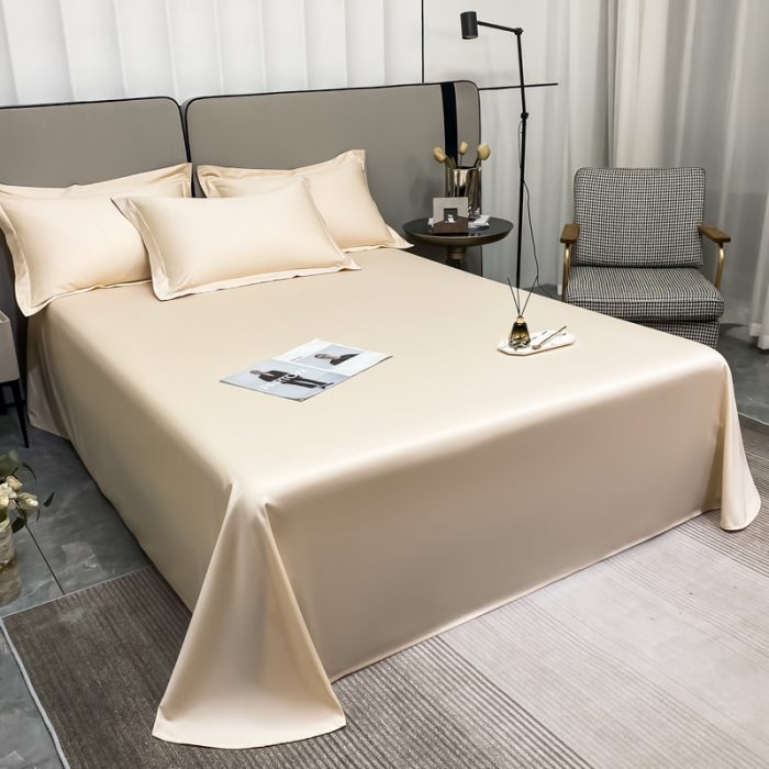 91家纺网 家纺一手货源 找家纺 （总）秀色2025新款50支贡缎纯色双拼四件套长绒棉-单床单